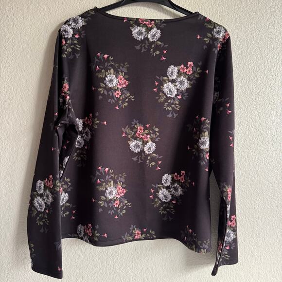 NWT Violets & Roses Square Neck Long Sleeve Floral Shirt Top Blouse Romantic XXL - Picture 2 of 9